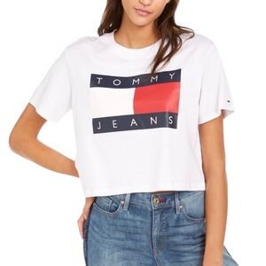 Tommy Hilfiger White Short Sleeve Crop Top